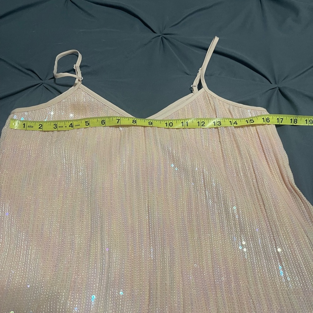 Anthropologie Amelie Iridescent Pink Sequin Ruffle Cami Top worn once - Picture 4 of 6